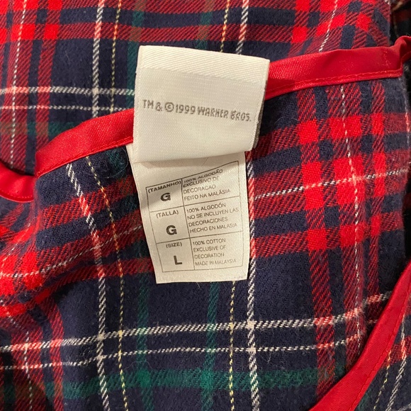 Warner Bros. Studio Store TAZ Tasmanian Devil Plaid Nightgown Night Shirt 1999 L - Picture 3 of 7
